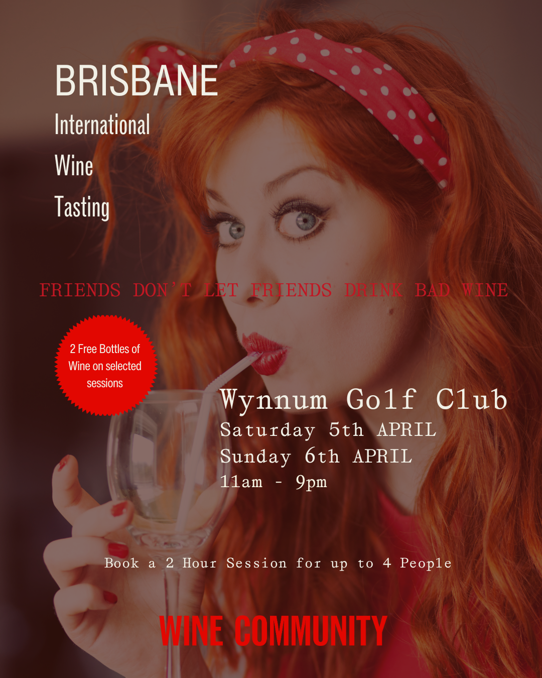 WINE TASTING at BRISBANE- Sunday 6 April 2024